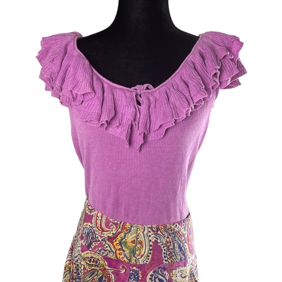 Lauren Ralph Lauren Sleeveless Ruffle Collar Silk Blend Top Light Plum - Picture 5 of 12